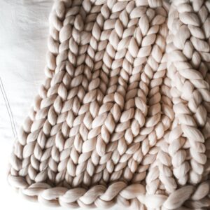 Chunky Knit Throw Blanket 130x170cm (Cream)