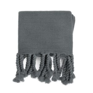 Chunky Knit Throw Blanket 130x170cm (Grey)