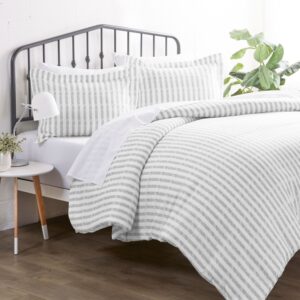 Duvet Cover Set King (Grey Stripe)