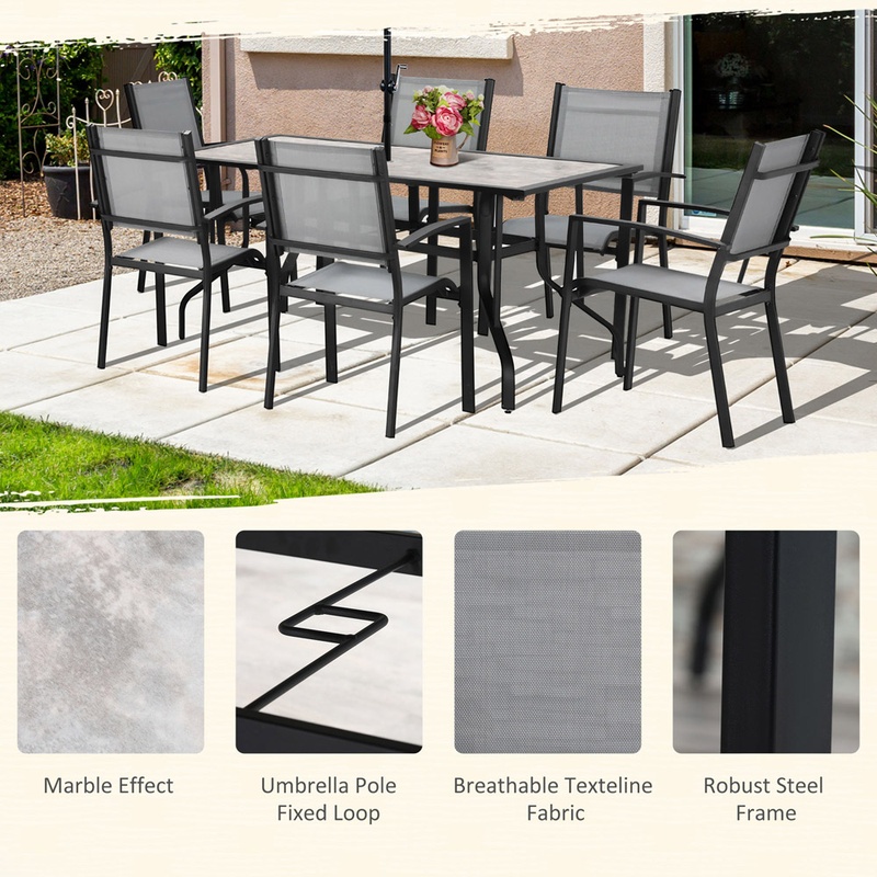 Outdoor Dining Set 6-Seater (Grey)