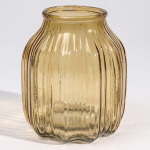 Ribbed Glass Vase 18cm (Amber)